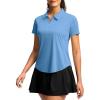 G Gradual Womens Golf Shirt Metal Zip Up Polo Short Sleeve Tennis Work Athletic Collared Top Quick Dry Lightweight(Sky Blue)