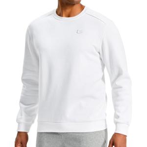G Gradual Men’s Fleece Lined Crewneck Sweatshirt Midweight Regular Fit Athletic Workout Warm Pullover Sweater Shirts(White)