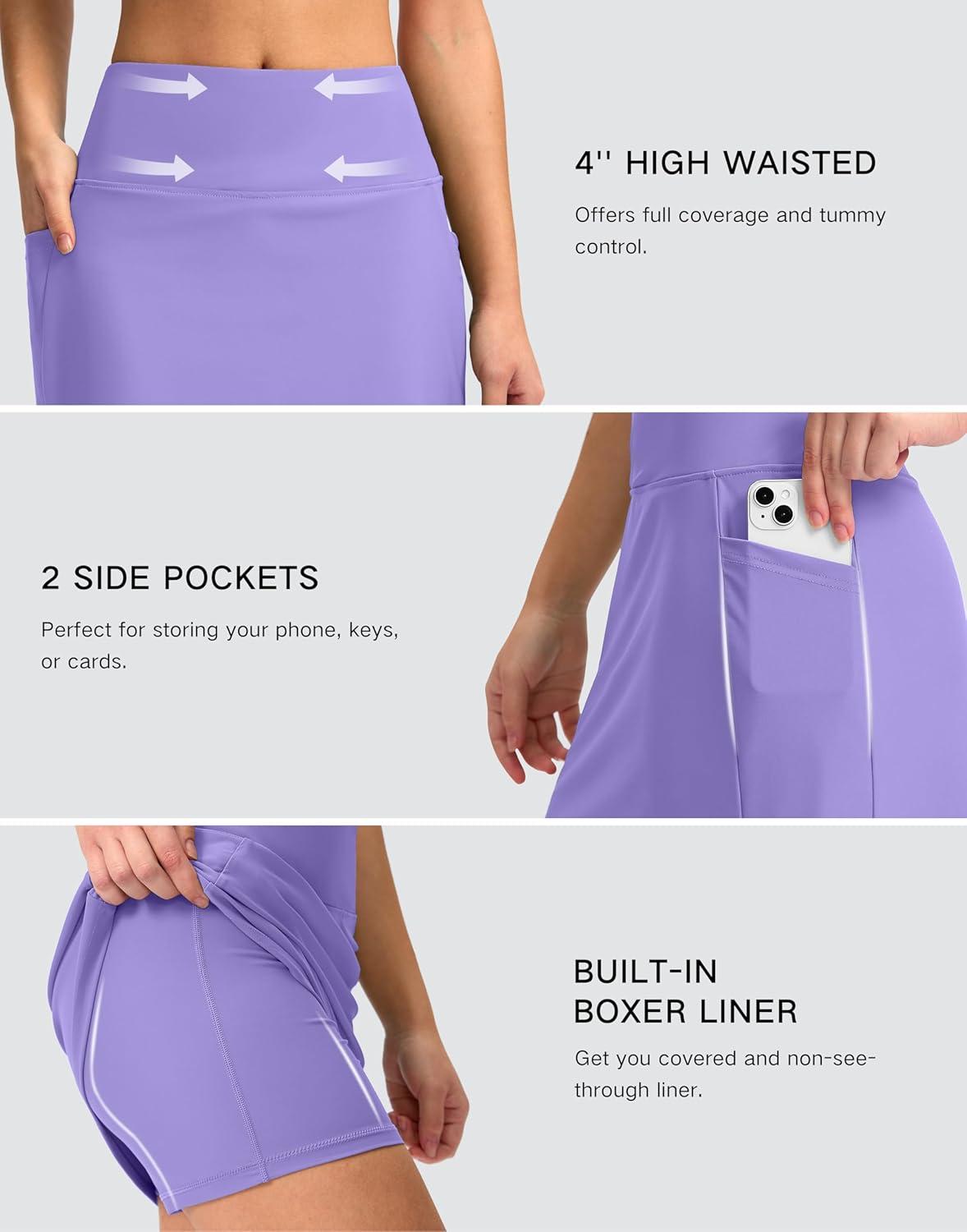 imageG Gradual Womens 16 Swim Skirt with Pockets High Waisted Tummy Control Modest Swimsuit Bathing Suit Bottoms for WomenLight Purple