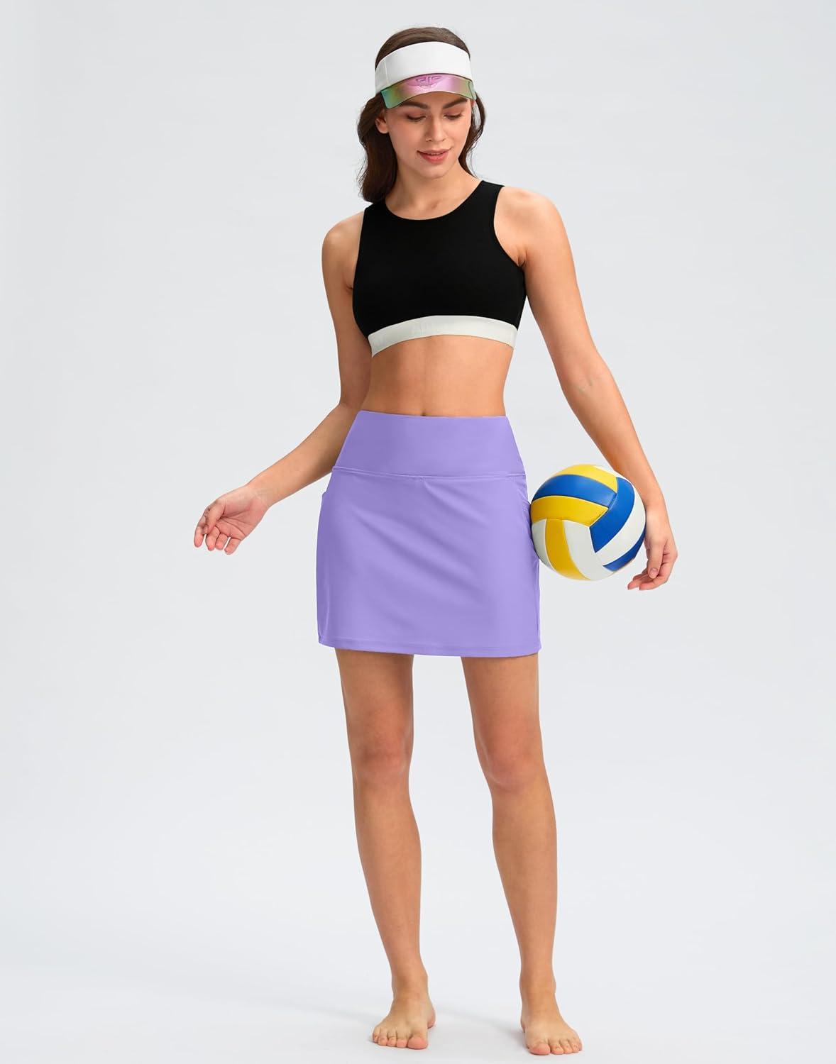imageG Gradual Womens 16 Swim Skirt with Pockets High Waisted Tummy Control Modest Swimsuit Bathing Suit Bottoms for WomenLight Purple