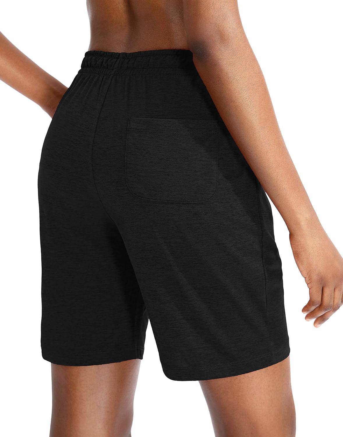 imageG Gradual Womens Bermuda Shorts Jersey Shorts with Deep Pockets 7 Long Shorts for Women Lounge Walking AthleticBlack