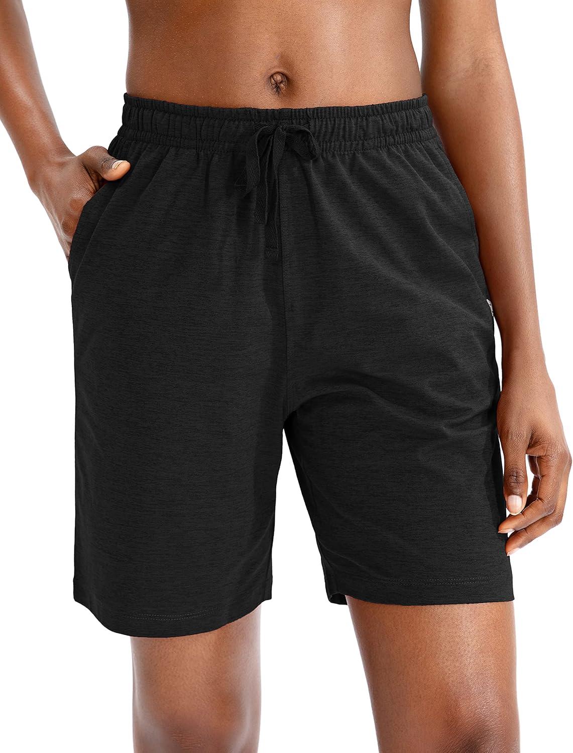 imageG Gradual Womens Bermuda Shorts Jersey Shorts with Deep Pockets 7 Long Shorts for Women Lounge Walking AthleticBlack