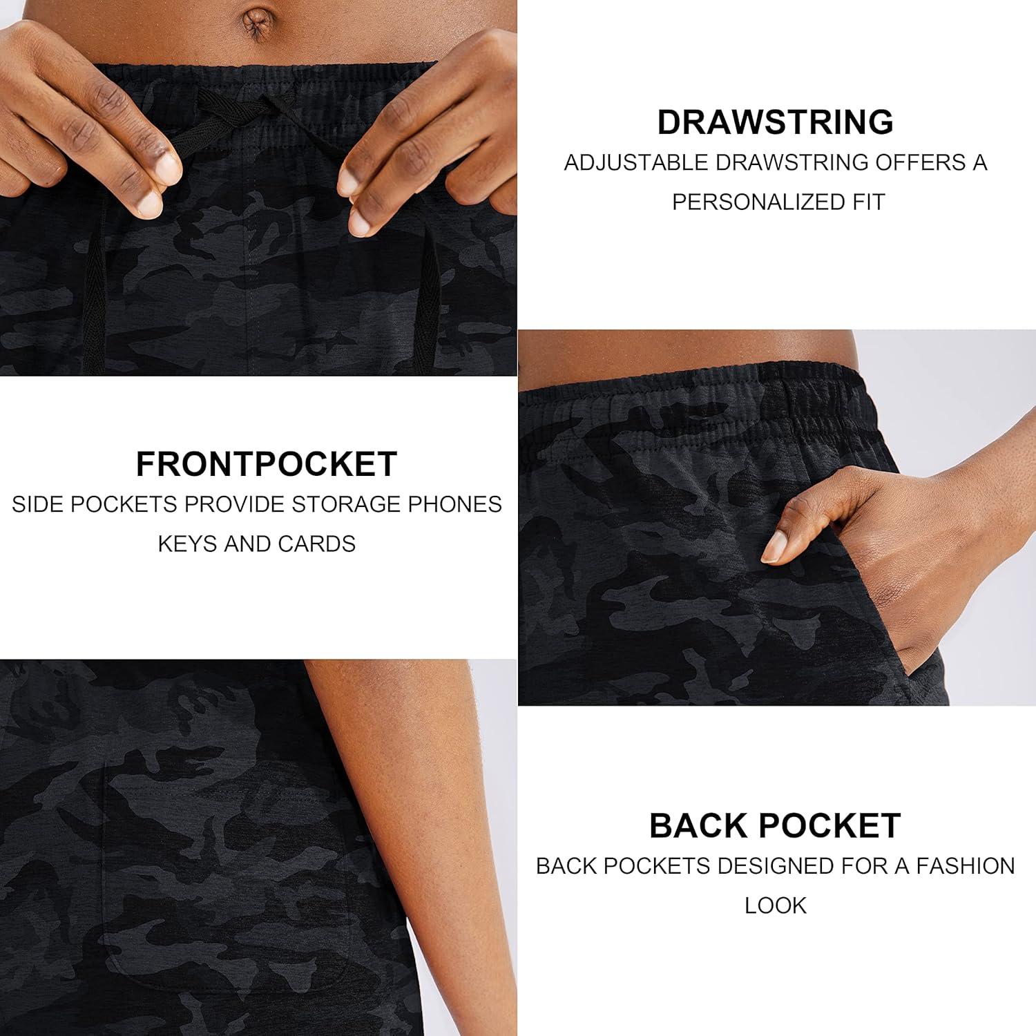 imageG Gradual Womens Bermuda Shorts Jersey Shorts with Deep Pockets 7 Long Shorts for Women Lounge Walking AthleticBlack Camo