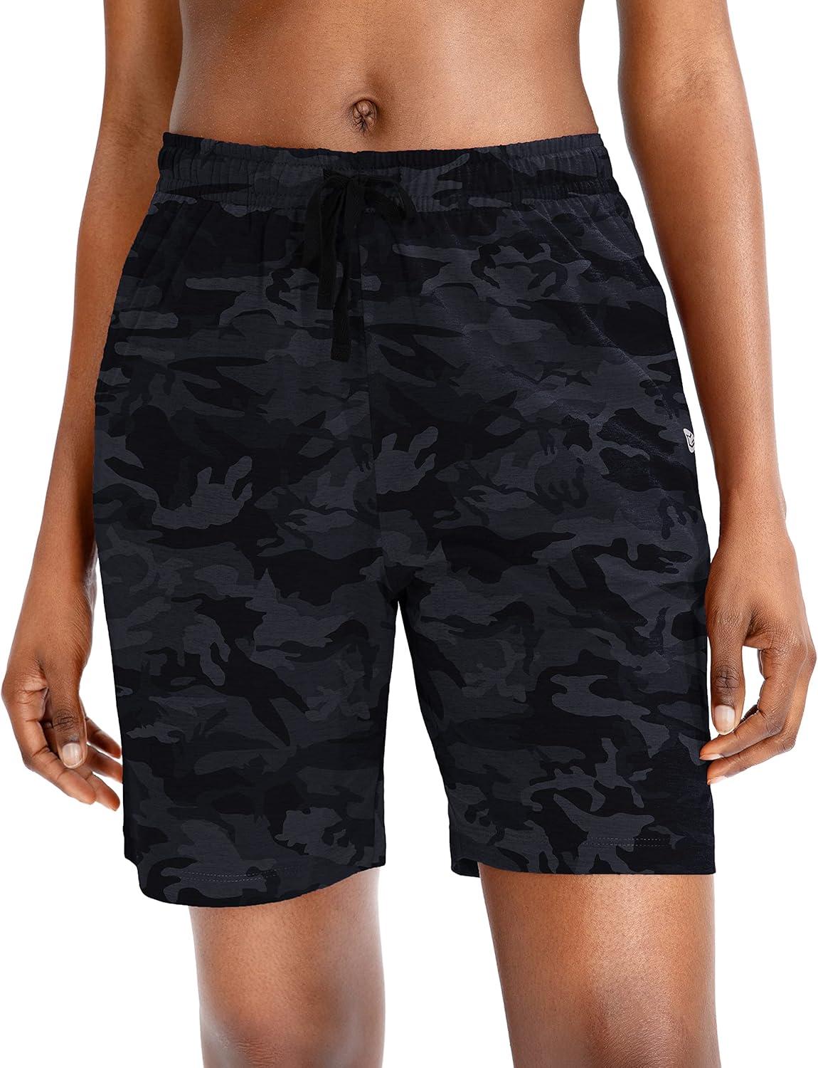 imageG Gradual Womens Bermuda Shorts Jersey Shorts with Deep Pockets 7 Long Shorts for Women Lounge Walking AthleticBlack Camo