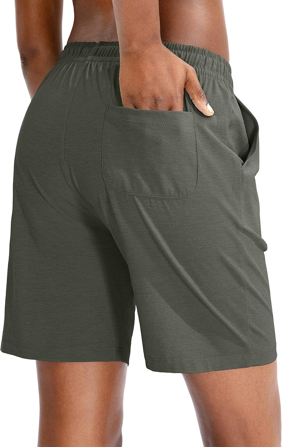imageG Gradual Womens Bermuda Shorts Jersey Shorts with Deep Pockets 7 Long Shorts for Women Lounge Walking AthleticDark Green