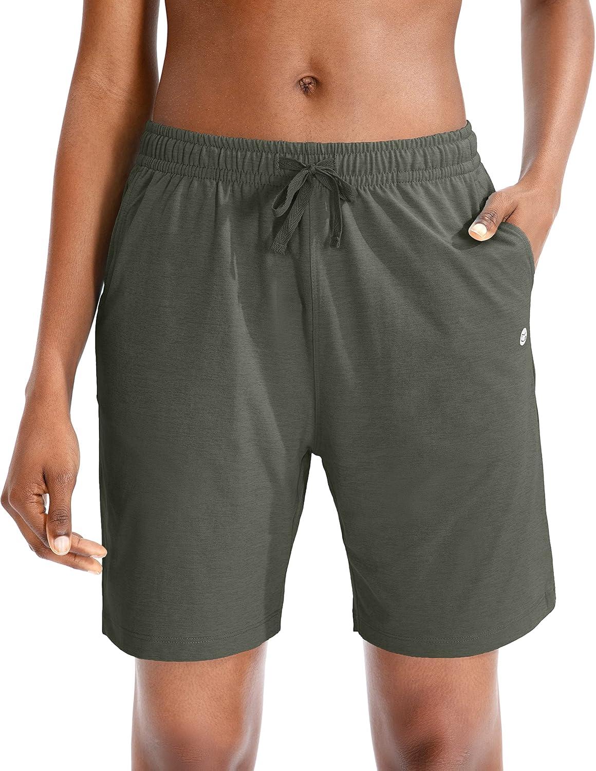 imageG Gradual Womens Bermuda Shorts Jersey Shorts with Deep Pockets 7 Long Shorts for Women Lounge Walking AthleticDark Green