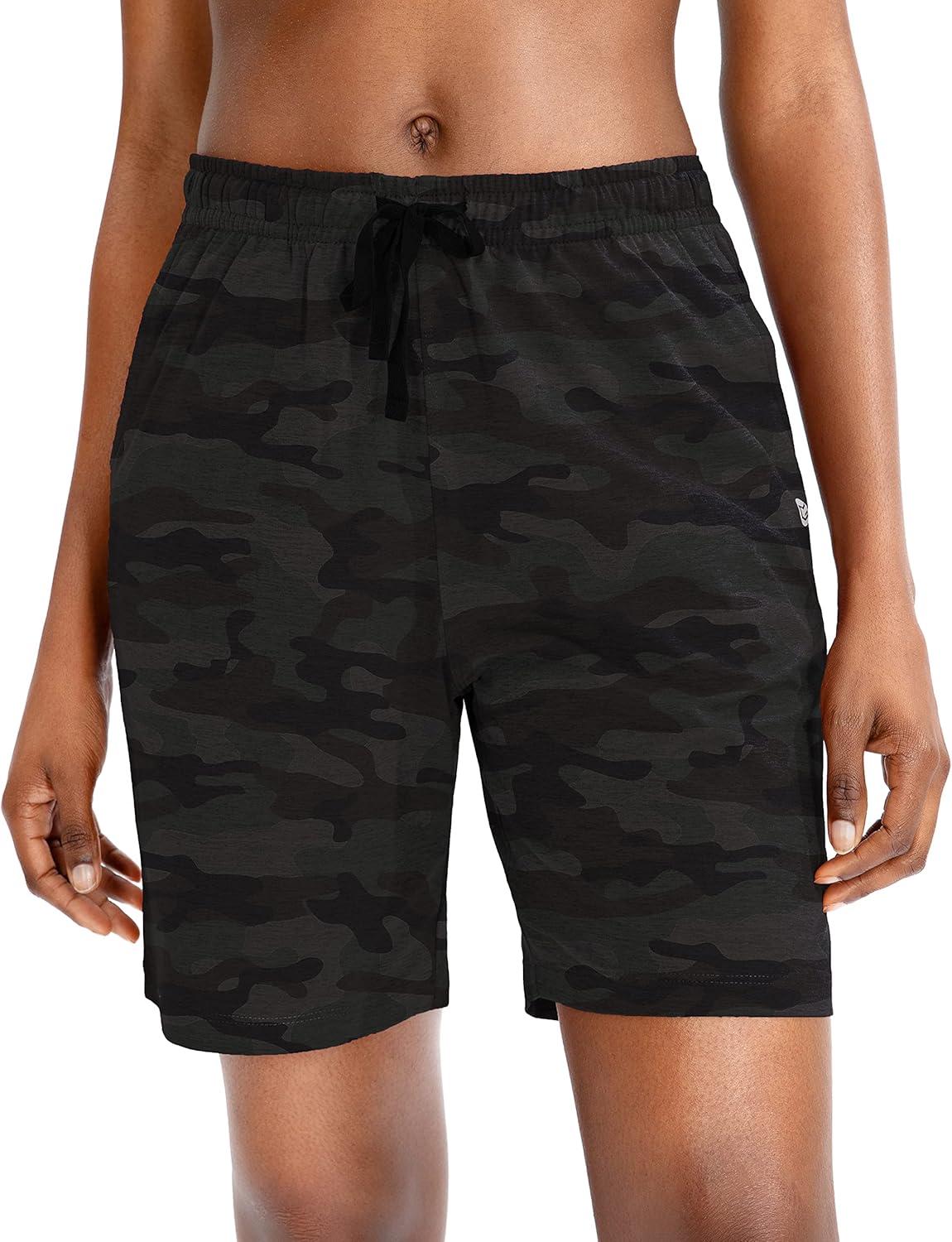 imageG Gradual Womens Bermuda Shorts Jersey Shorts with Deep Pockets 7 Long Shorts for Women Lounge Walking AthleticGreen Camo