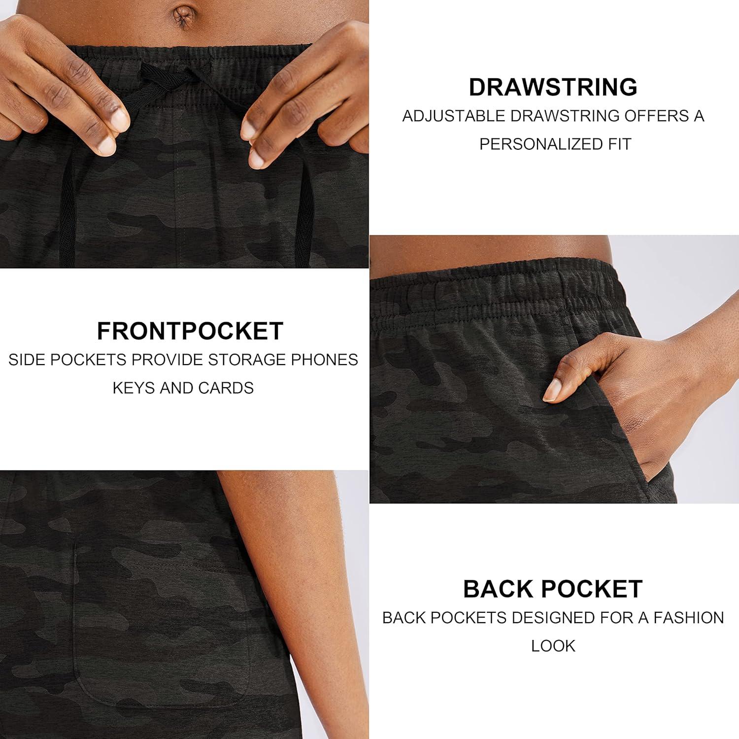 imageG Gradual Womens Bermuda Shorts Jersey Shorts with Deep Pockets 7 Long Shorts for Women Lounge Walking AthleticGreen Camo