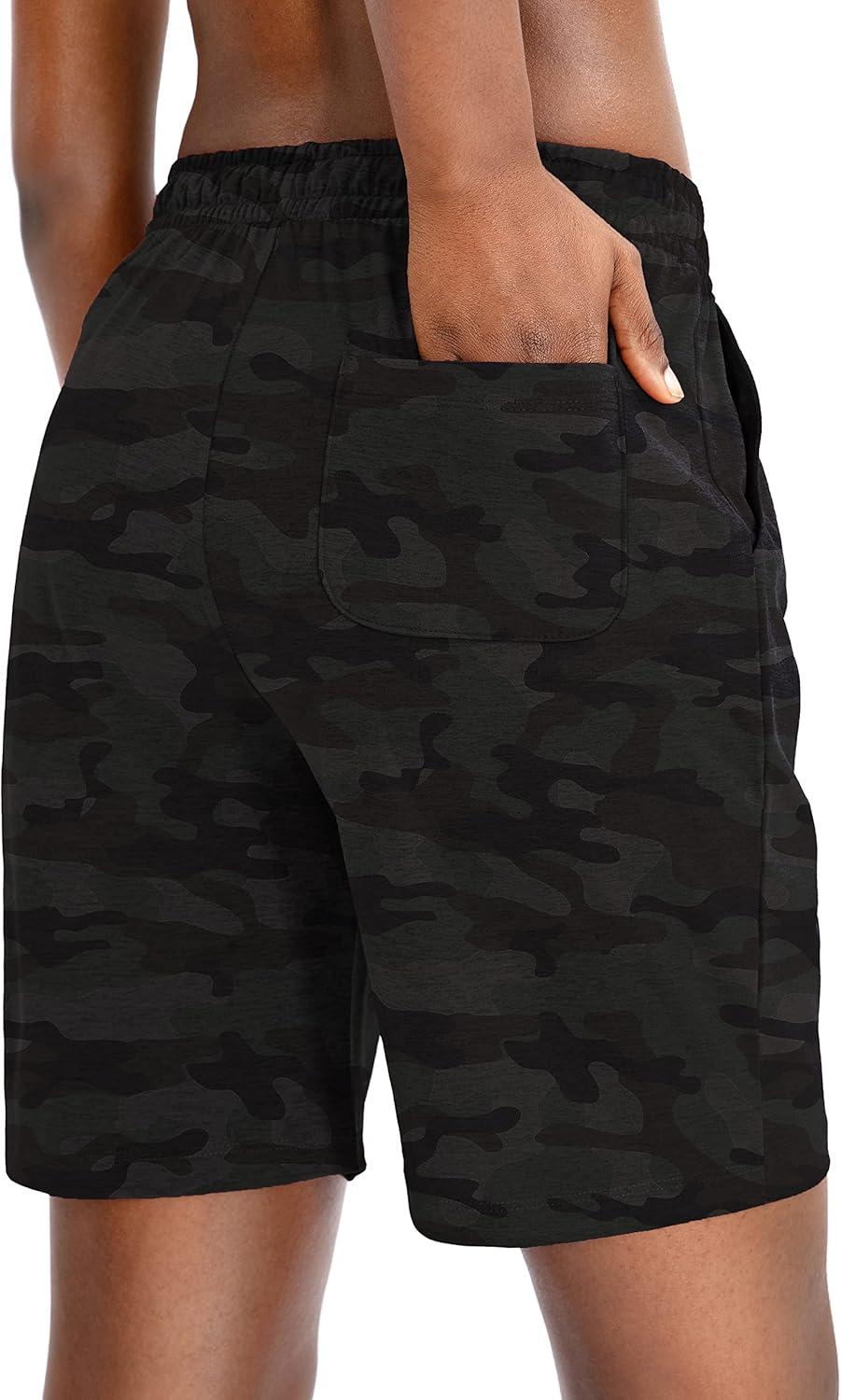 imageG Gradual Womens Bermuda Shorts Jersey Shorts with Deep Pockets 7 Long Shorts for Women Lounge Walking AthleticGreen Camo