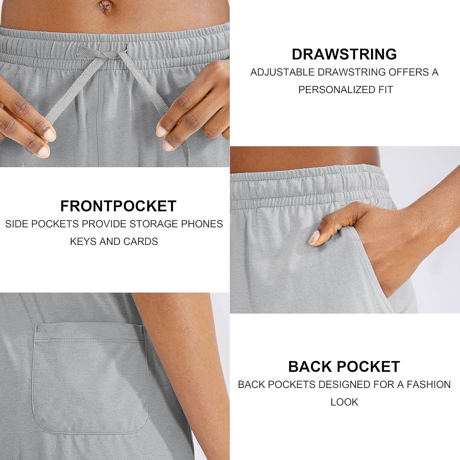 imageG Gradual Womens Bermuda Shorts Jersey Shorts with Deep Pockets 7 Long Shorts for Women Lounge Walking AthleticGrey