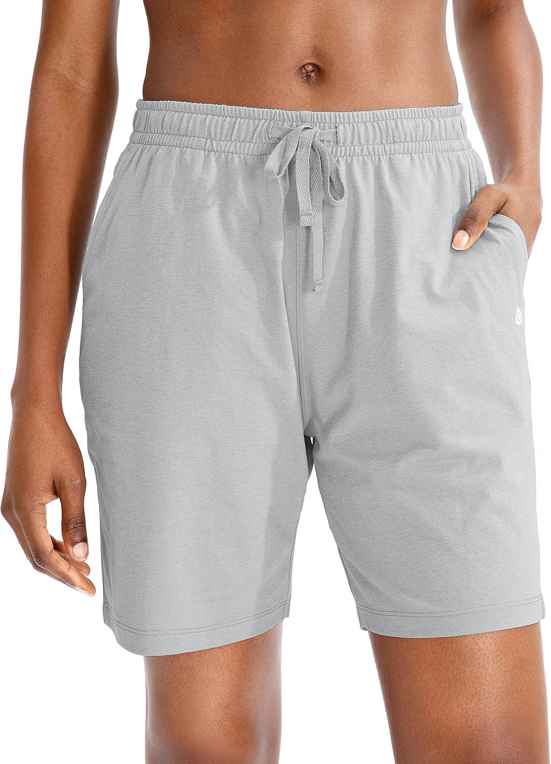imageG Gradual Womens Bermuda Shorts Jersey Shorts with Deep Pockets 7 Long Shorts for Women Lounge Walking AthleticGrey