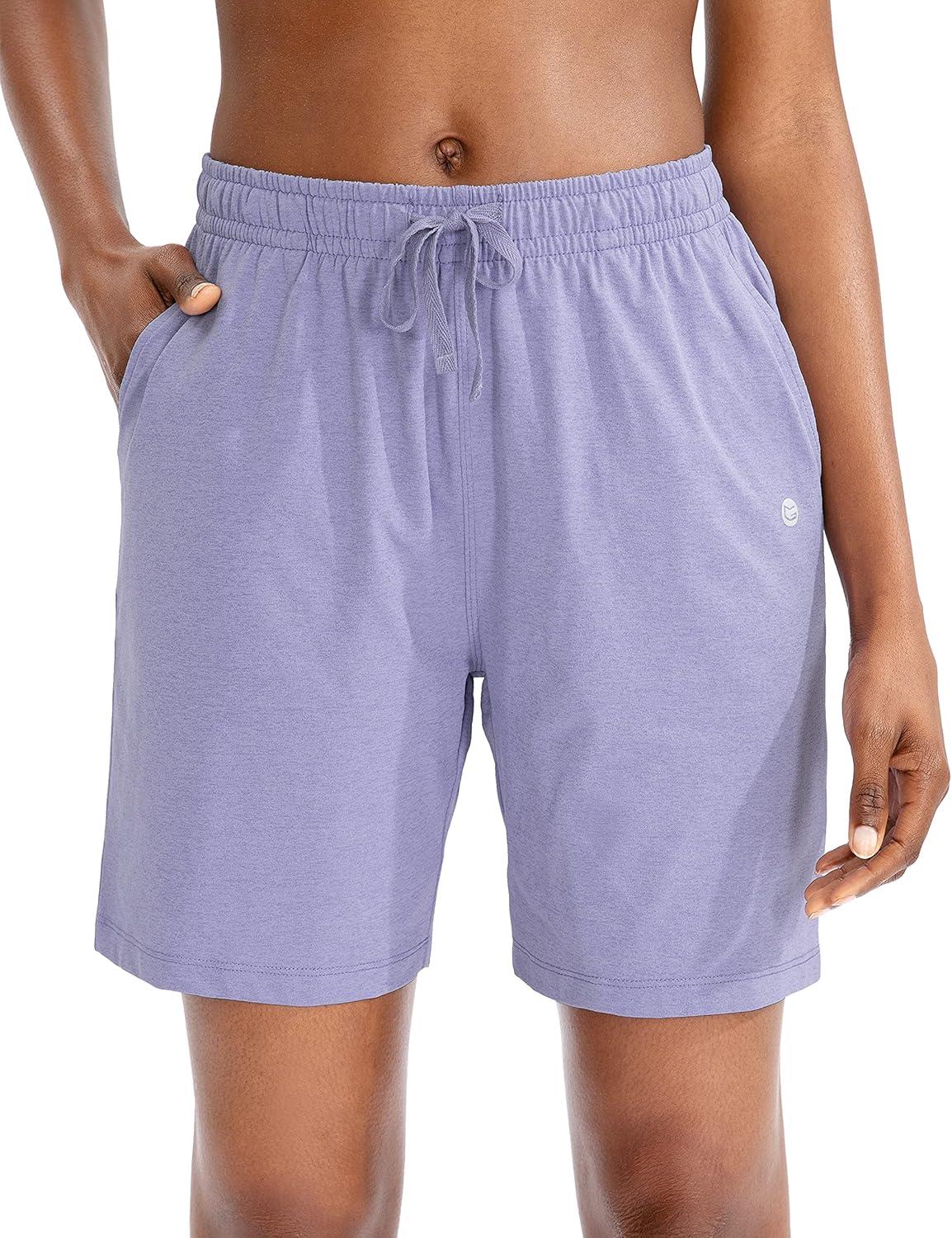 imageG Gradual Womens Bermuda Shorts Jersey Shorts with Deep Pockets 7 Long Shorts for Women Lounge Walking AthleticPurple