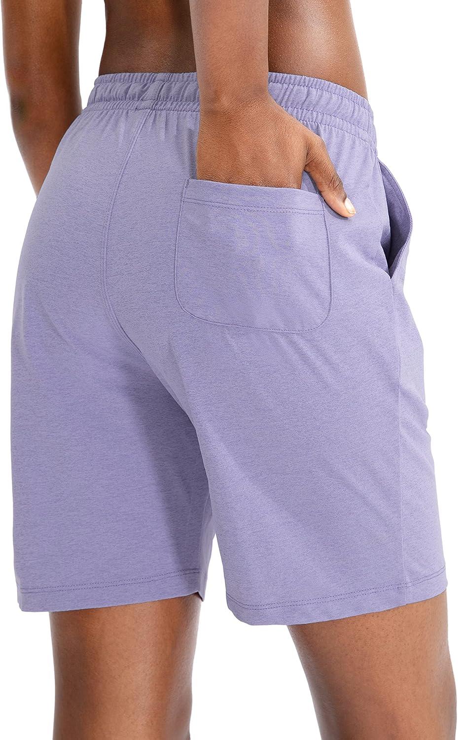imageG Gradual Womens Bermuda Shorts Jersey Shorts with Deep Pockets 7 Long Shorts for Women Lounge Walking AthleticPurple