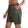 G Gradual Women’s Bermuda Shorts Jersey Shorts with Deep Pockets 7″ Long Shorts for Women Lounge Walking Athletic(Dark Green)