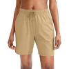 G Gradual Women’s Bermuda Shorts Jersey Shorts with Deep Pockets 7″ Long Shorts for Women Lounge Walking Athletic(Dark Khaki)