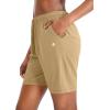 G Gradual Women’s Bermuda Shorts Jersey Shorts with Deep Pockets 7″ Long Shorts for Women Lounge Walking Athletic(Dark Khaki)