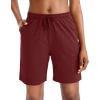 G Gradual Women’s Bermuda Shorts Jersey Shorts with Deep Pockets 7″ Long Shorts for Women Lounge Walking Athletic(Dark Red)