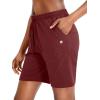 G Gradual Women’s Bermuda Shorts Jersey Shorts with Deep Pockets 7″ Long Shorts for Women Lounge Walking Athletic(Dark Red)