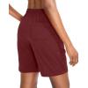 G Gradual Women’s Bermuda Shorts Jersey Shorts with Deep Pockets 7″ Long Shorts for Women Lounge Walking Athletic(Dark Red)