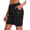 G Gradual Women’s Bermuda Shorts Jersey Shorts with Deep Pockets 7″ Long Shorts for Women Lounge Walking Athletic(Green Camo)