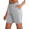 G Gradual Women’s Bermuda Shorts Jersey Shorts with Deep Pockets 7″ Long Shorts for Women Lounge Walking Athletic(Grey)