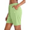 G Gradual Women’s Bermuda Shorts Jersey Shorts with Deep Pockets 7″ Long Shorts for Women Lounge Walking Athletic(Light Green)