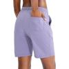 G Gradual Women’s Bermuda Shorts Jersey Shorts with Deep Pockets 7″ Long Shorts for Women Lounge Walking Athletic(Purple)