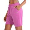G Gradual Women’s Bermuda Shorts Jersey Shorts with Deep Pockets 7″ Long Shorts for Women Lounge Walking Athletic(Rose Red)