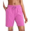 G Gradual Women’s Bermuda Shorts Jersey Shorts with Deep Pockets 7″ Long Shorts for Women Lounge Walking Athletic(Rose Red)