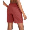 G Gradual Women’s Bermuda Shorts Jersey Shorts with Deep Pockets 7″ Long Shorts for Women Lounge Walking Athletic(Savannah Red)