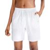 G Gradual Women’s Bermuda Shorts Jersey Shorts with Deep Pockets 7″ Long Shorts for Women Lounge Walking Athletic(White)