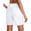 G Gradual Women’s Bermuda Shorts Jersey Shorts with Deep Pockets 7″ Long Shorts for Women Lounge Walking Athletic(White)