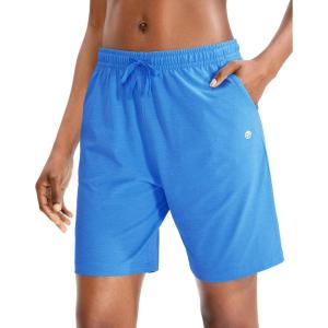 G Gradual Women’s Bermuda Shorts Jersey Shorts with Deep Pockets 7″ Long Shorts for Women Lounge Walking Athletic(Bright Blue)