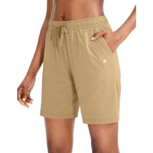 G Gradual Women’s Bermuda Shorts Jersey Shorts with Deep Pockets 7″ Long Shorts for Women Lounge Walking Athletic(Dark Khaki)