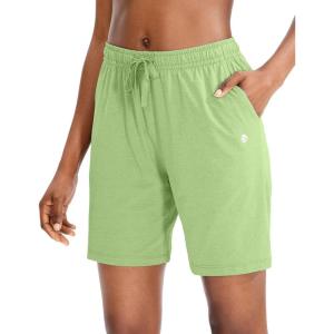 G Gradual Women’s Bermuda Shorts Jersey Shorts with Deep Pockets 7″ Long Shorts for Women Lounge Walking Athletic(Light Green)