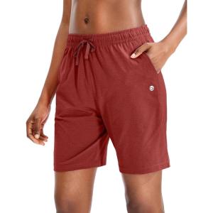 G Gradual Women’s Bermuda Shorts Jersey Shorts with Deep Pockets 7″ Long Shorts for Women Lounge Walking Athletic(Savannah Red)