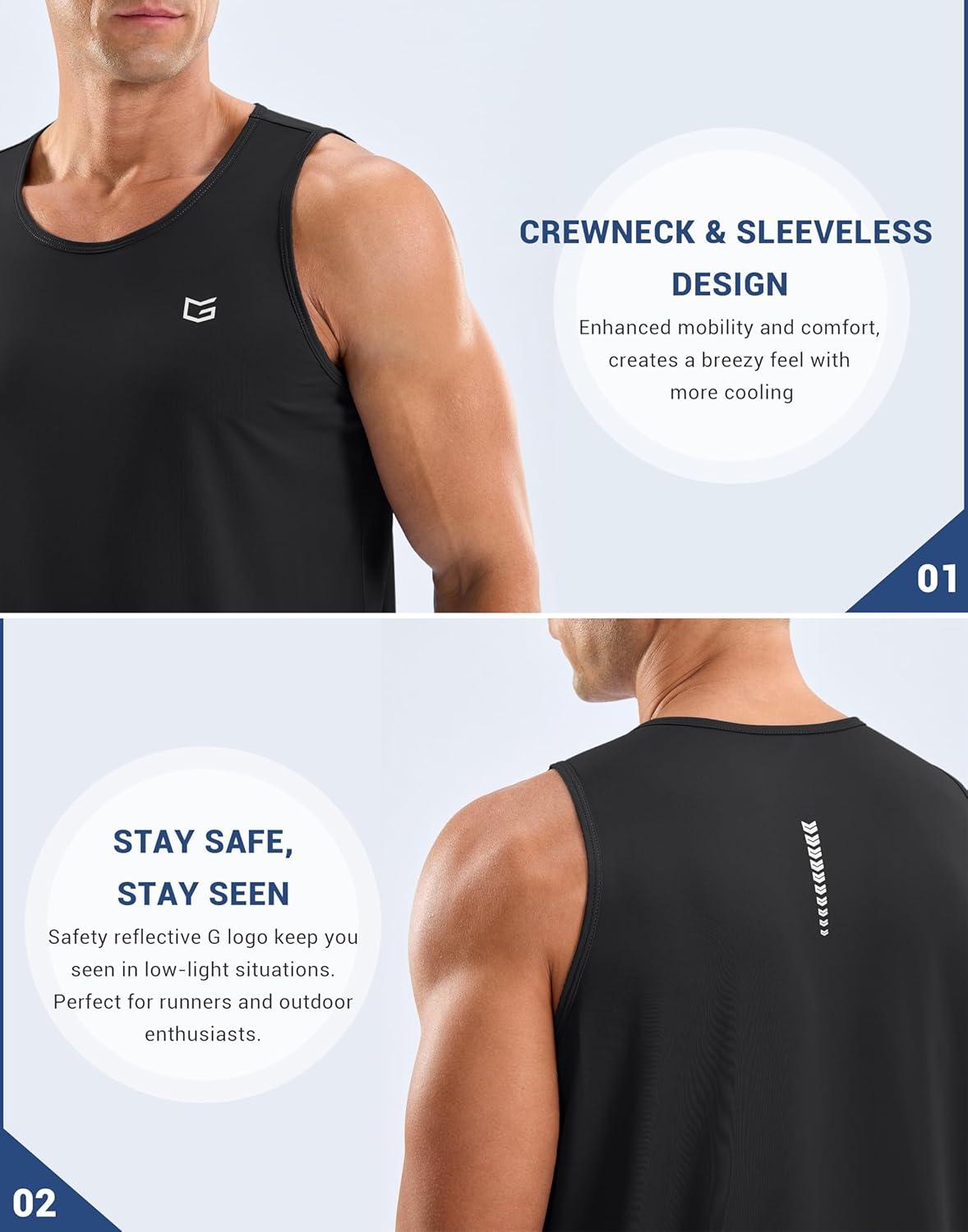 imageG Gradual Mens Workout Tank Tops Sleeveless Muscle Shirts Summer UPF 50 Quick Dry Shirts for Men Athletic Running GymBlack