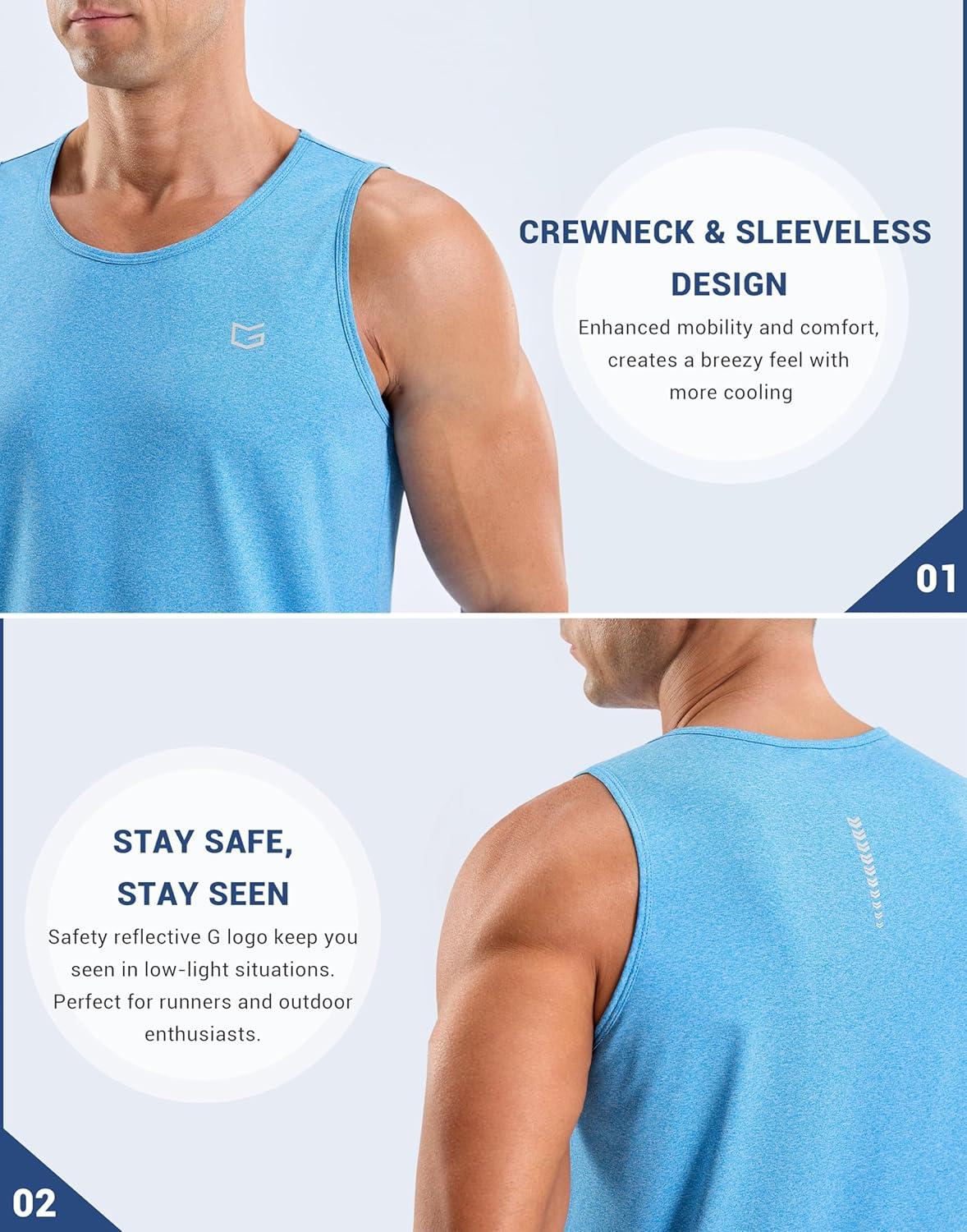 imageG Gradual Mens Workout Tank Tops Sleeveless Muscle Shirts Summer UPF 50 Quick Dry Shirts for Men Athletic Running GymBlue Heather