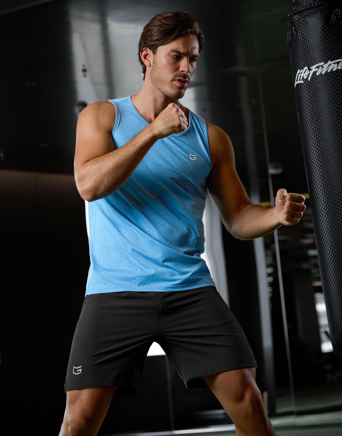 imageG Gradual Mens Workout Tank Tops Sleeveless Muscle Shirts Summer UPF 50 Quick Dry Shirts for Men Athletic Running GymBlue Heather