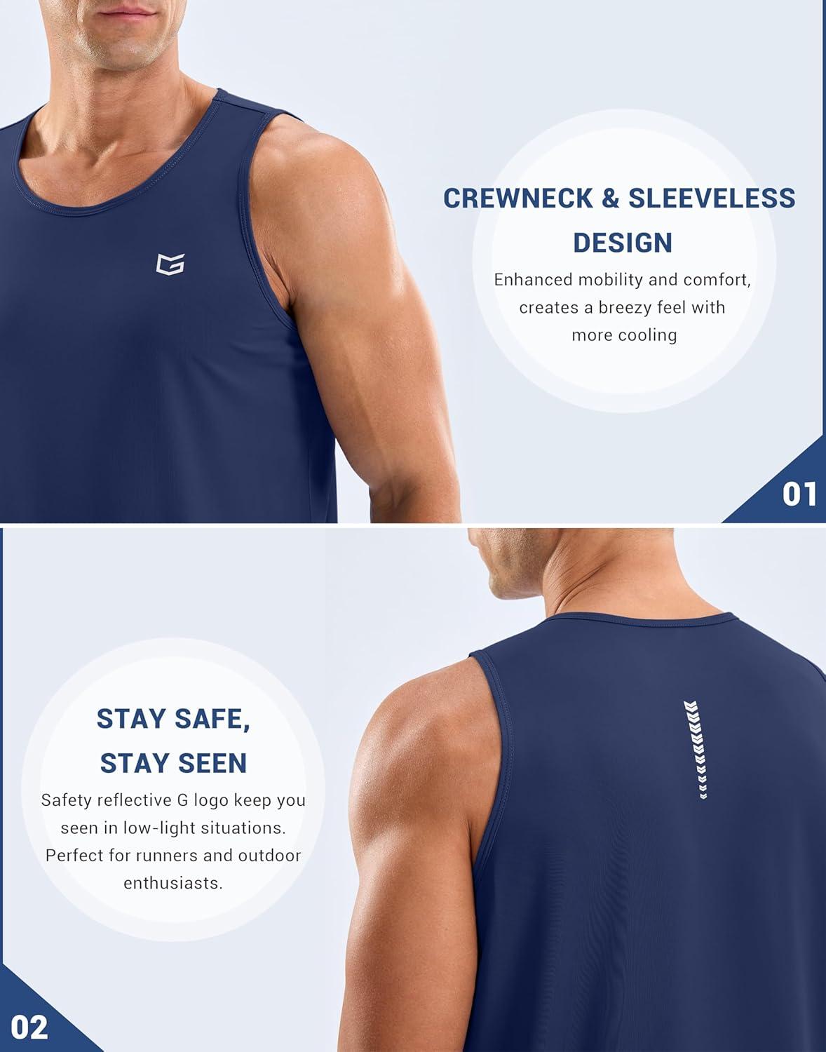 imageG Gradual Mens Workout Tank Tops Sleeveless Muscle Shirts Summer UPF 50 Quick Dry Shirts for Men Athletic Running GymDark Blue