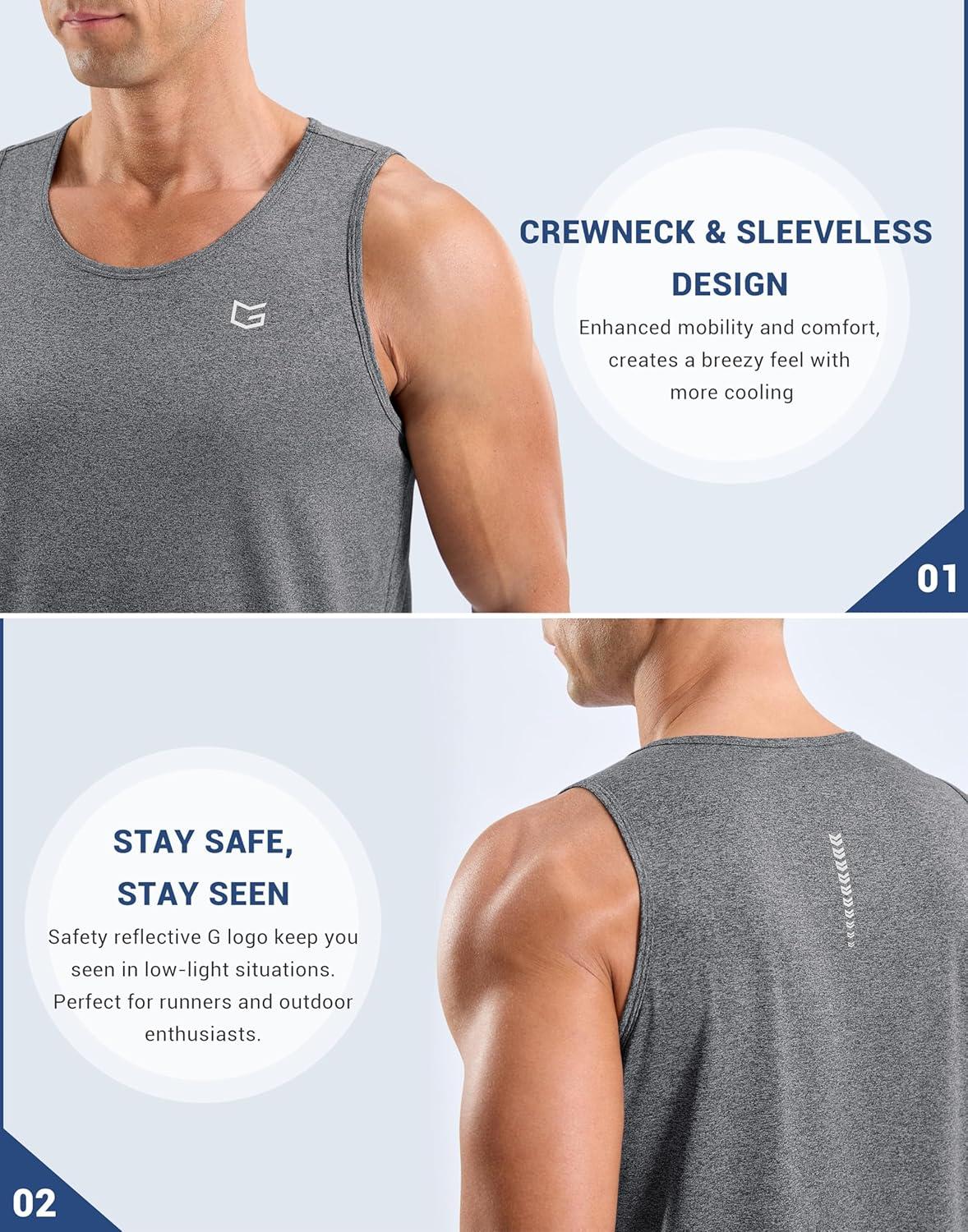 imageG Gradual Mens Workout Tank Tops Sleeveless Muscle Shirts Summer UPF 50 Quick Dry Shirts for Men Athletic Running GymGrey Heather
