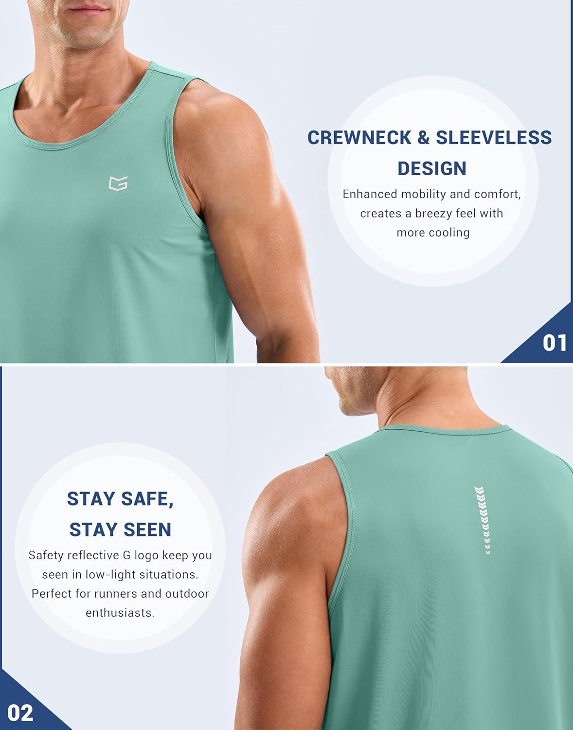 imageG Gradual Mens Workout Tank Tops Sleeveless Muscle Shirts Summer UPF 50 Quick Dry Shirts for Men Athletic Running GymJasmine Green