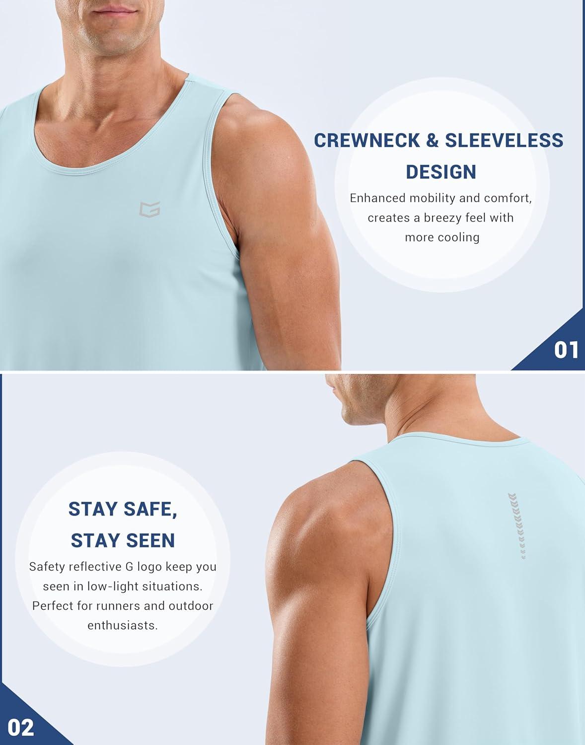 imageG Gradual Mens Workout Tank Tops Sleeveless Muscle Shirts Summer UPF 50 Quick Dry Shirts for Men Athletic Running GymLight Blue