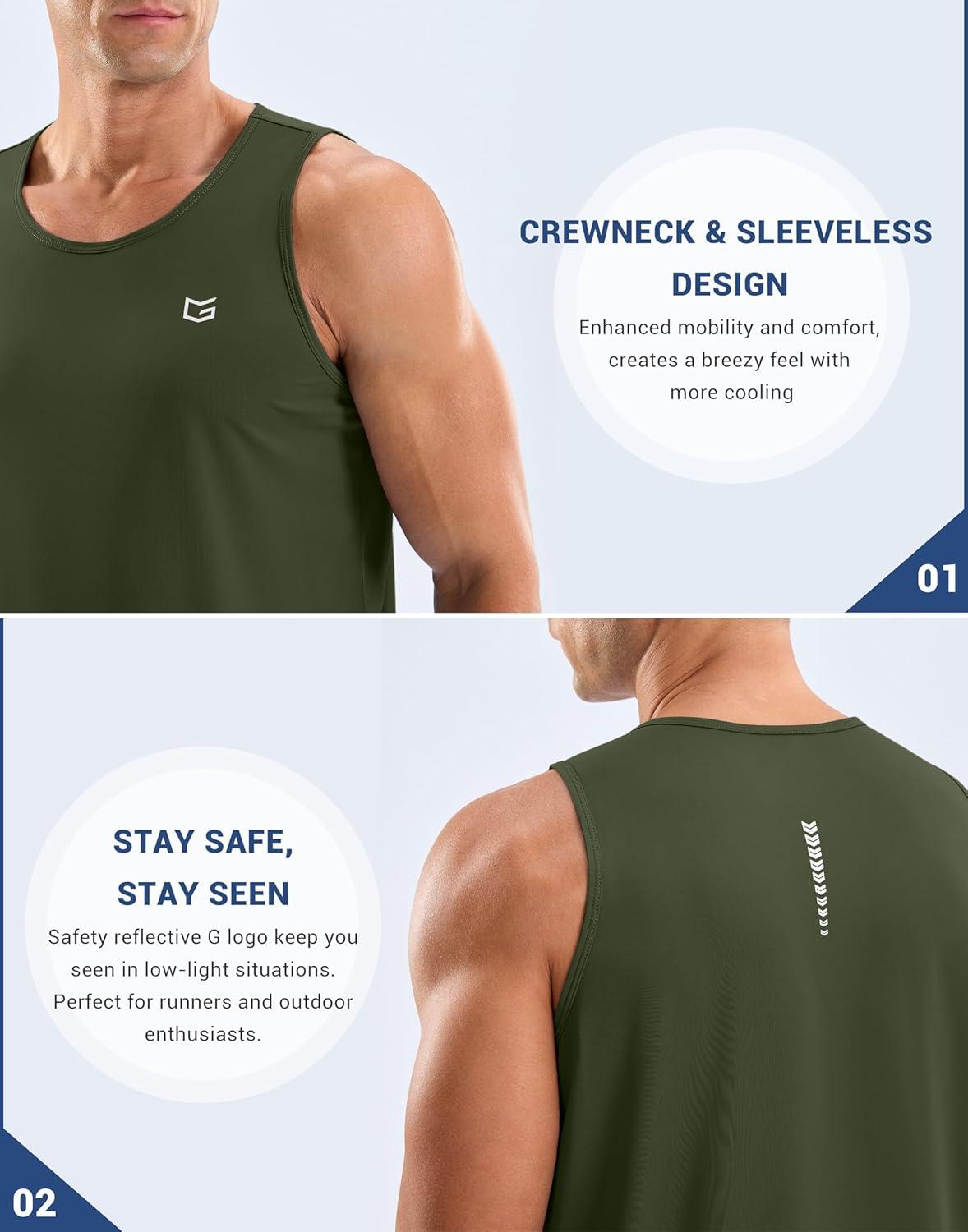 imageG Gradual Mens Workout Tank Tops Sleeveless Muscle Shirts Summer UPF 50 Quick Dry Shirts for Men Athletic Running GymOlive