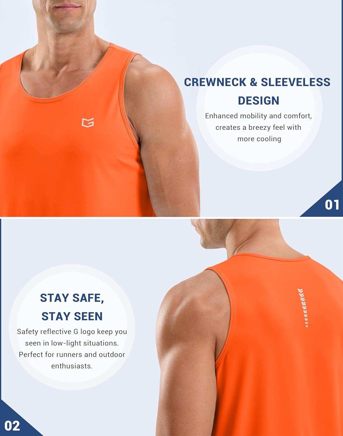 imageG Gradual Mens Workout Tank Tops Sleeveless Muscle Shirts Summer UPF 50 Quick Dry Shirts for Men Athletic Running GymOrange