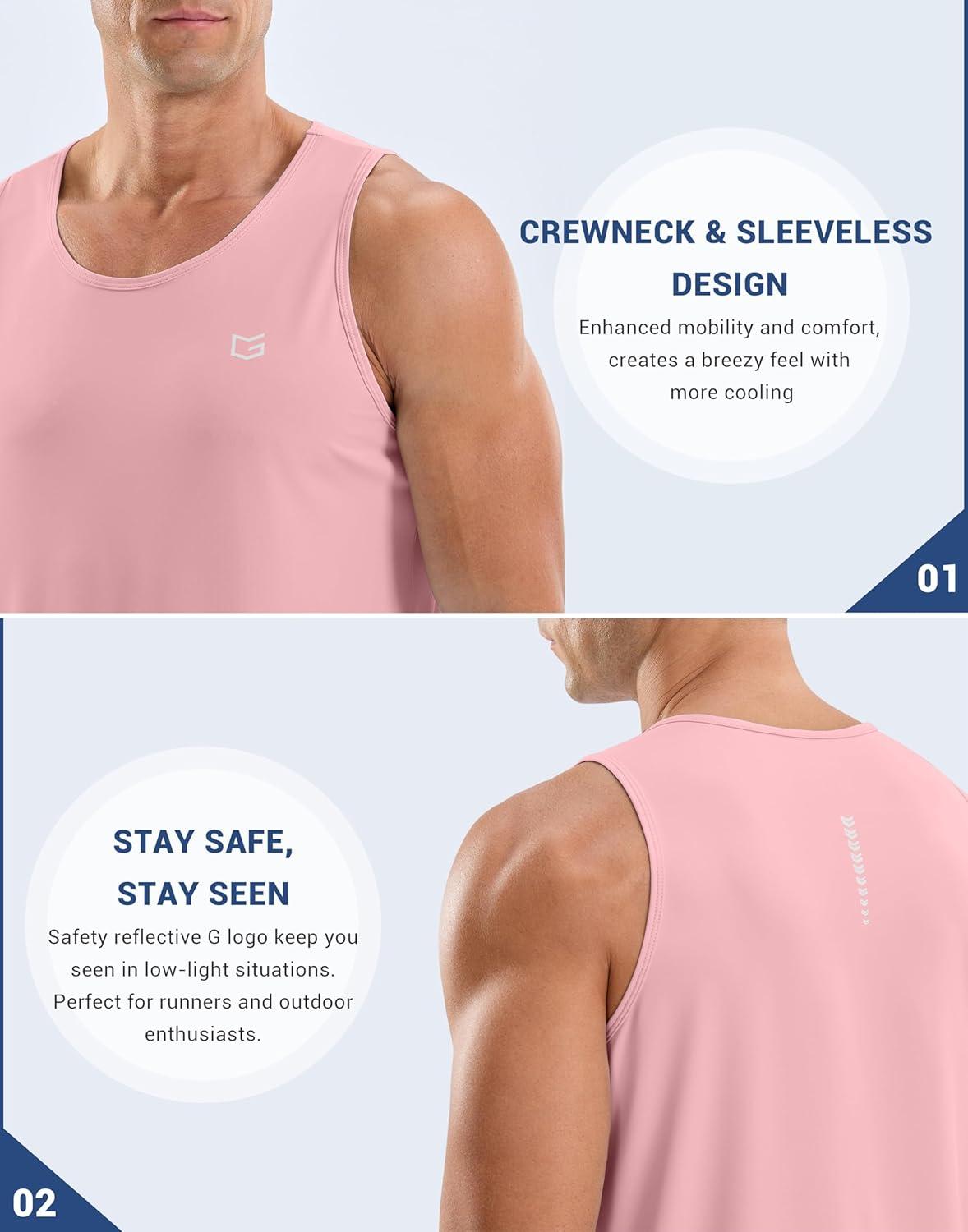 imageG Gradual Mens Workout Tank Tops Sleeveless Muscle Shirts Summer UPF 50 Quick Dry Shirts for Men Athletic Running GymPink