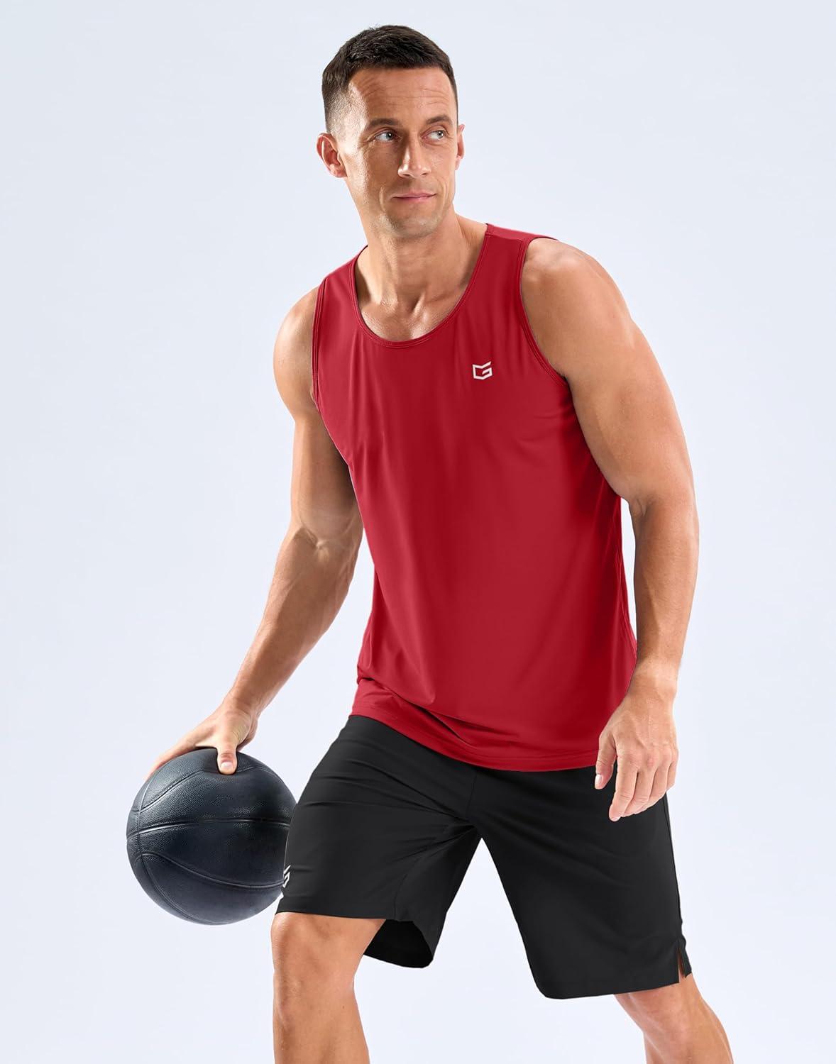 imageG Gradual Mens Workout Tank Tops Sleeveless Muscle Shirts Summer UPF 50 Quick Dry Shirts for Men Athletic Running GymRed