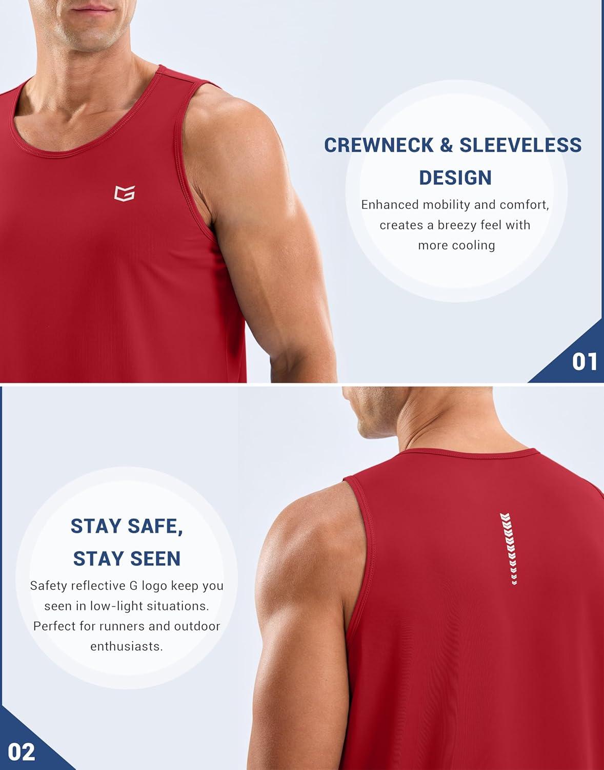 imageG Gradual Mens Workout Tank Tops Sleeveless Muscle Shirts Summer UPF 50 Quick Dry Shirts for Men Athletic Running GymRed