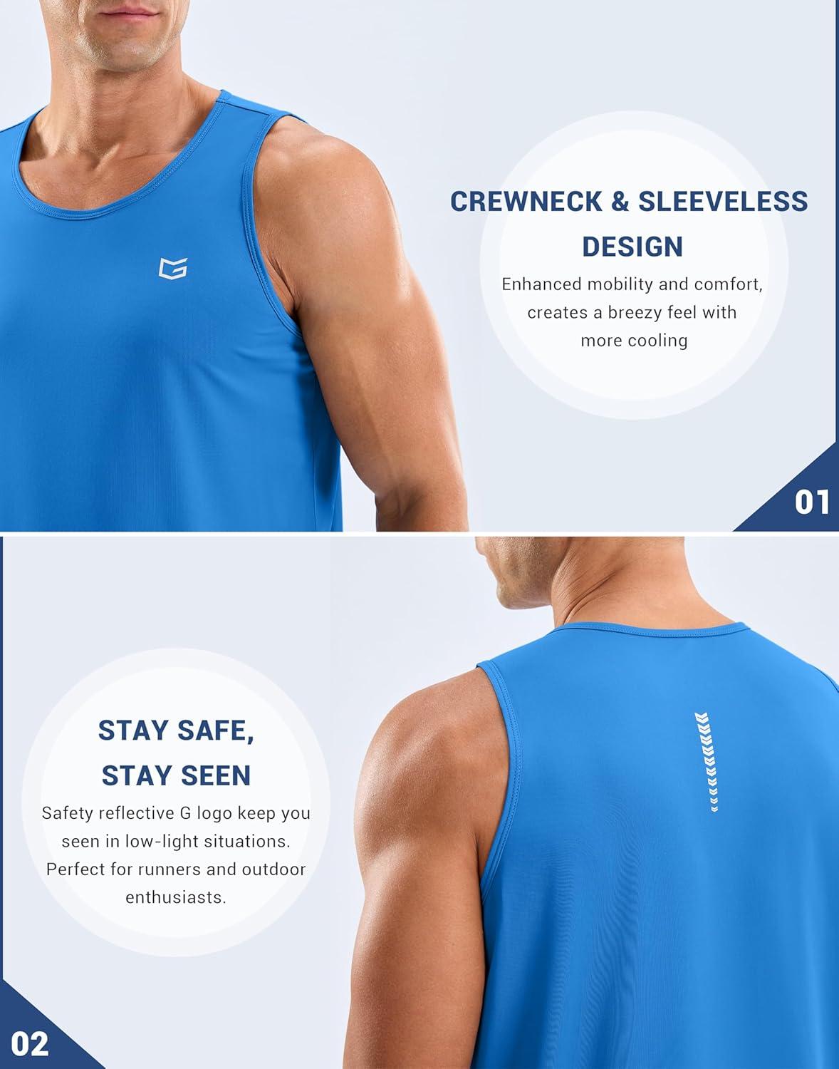 imageG Gradual Mens Workout Tank Tops Sleeveless Muscle Shirts Summer UPF 50 Quick Dry Shirts for Men Athletic Running GymSky Blue
