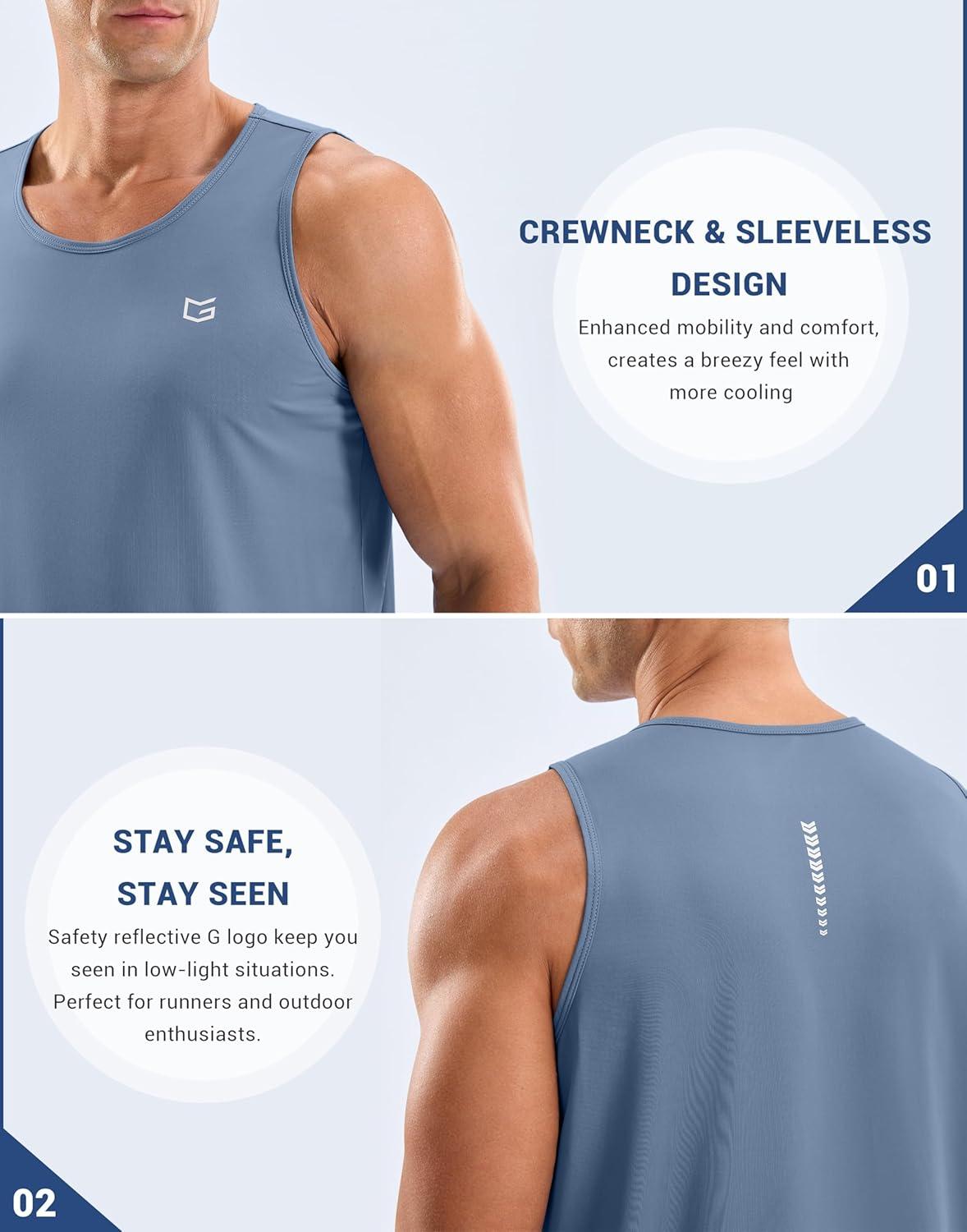 imageG Gradual Mens Workout Tank Tops Sleeveless Muscle Shirts Summer UPF 50 Quick Dry Shirts for Men Athletic Running GymSlate Blue